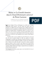 Balzac Et La Comédie Humaine Dans Le Grand Dictionnaire Universel de Pierre Larousse