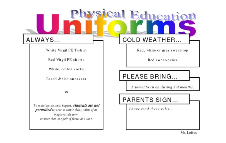 PE Dress Code Guidelines for Students | PDF