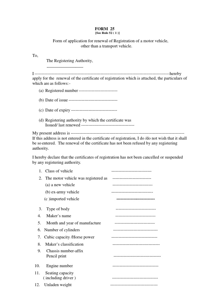 Motor Vehicle Registration Renewal Form | PDF | Technology & Engineering