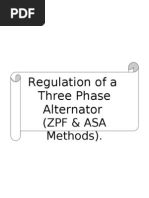 Regulation of A Three Phase Alternator: (ZPF & Asa Methods)