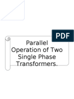 Parallel Operation of Two Single Phase Transformers