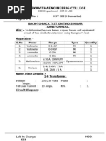 2.back To Back Test On Two Similar Transformers