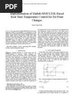 Implementation of Matlab-SIMULINK Based Real Time Temperature Control For Set Point Changes