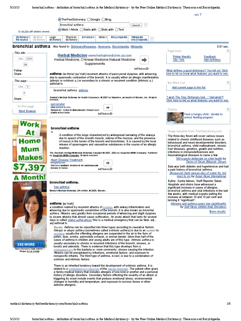 Bronchial Asthma Definition of Bronchial Asthma in The Medical Dictionary by The Free Online