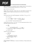 Example Calculation of Air Velocity From Pitot-Static Tube Measurement