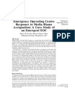 Emergency Operating Centre Response To Media Blame Assignation: A Case Study of An Emergent EOC