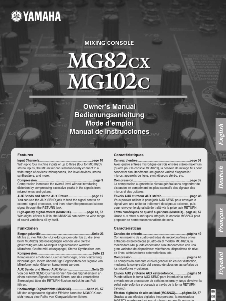 Manual Mixer Yamaha Mg82cx Mg102c | Audition | Ingénierie des