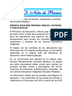 Nota Pruebas Escuelas Modelos