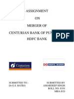 Assignment ON Merger of Centurian Bank of Punjab by HDFC Bank