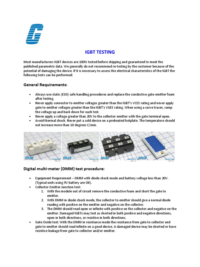 IGBT Testing A Technical Overview Field Effect Transistor Diode