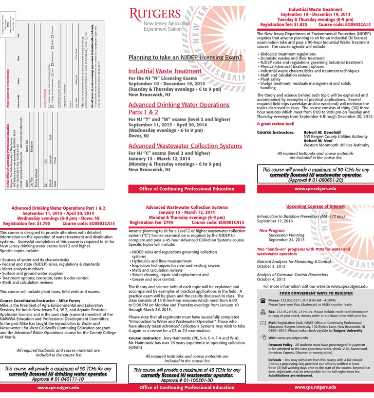 Industrial Waste Treatment, Advanced Drinking Water Operations
