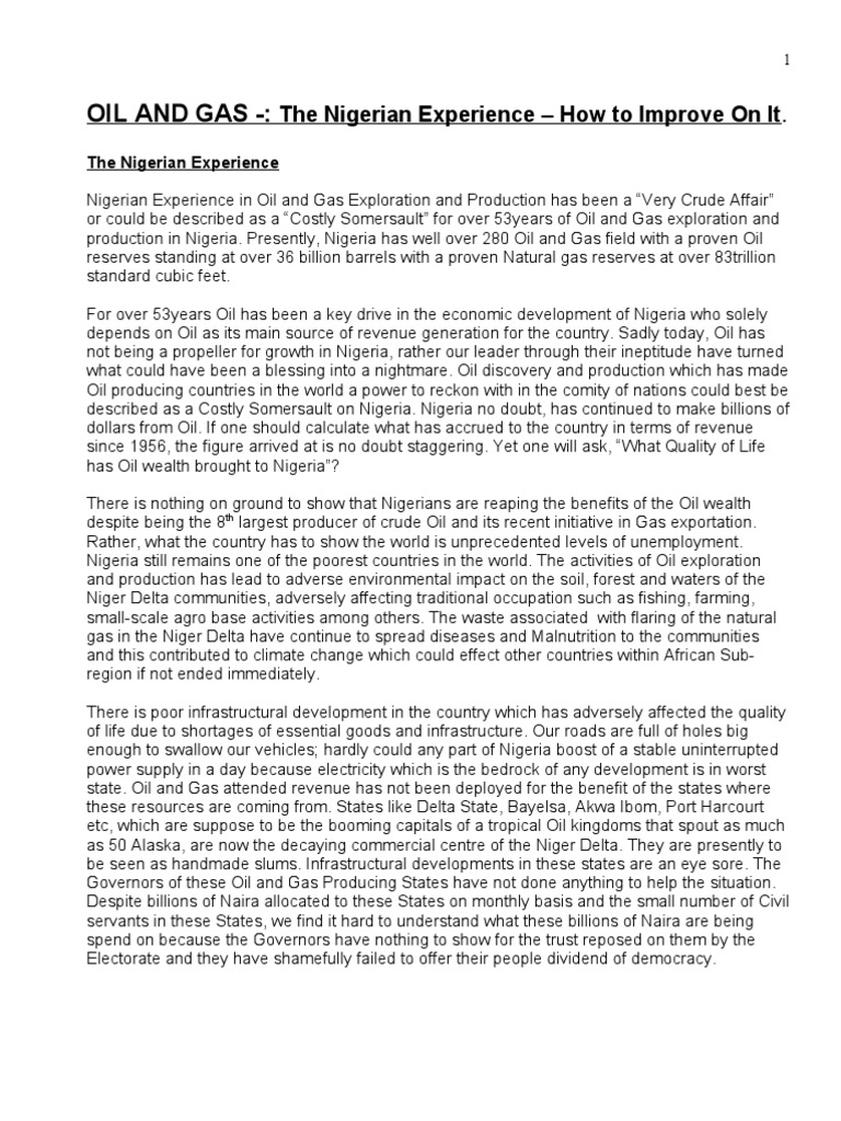Nigerian Oil and Gas Experience | PDF | Nigeria | Natural Gas