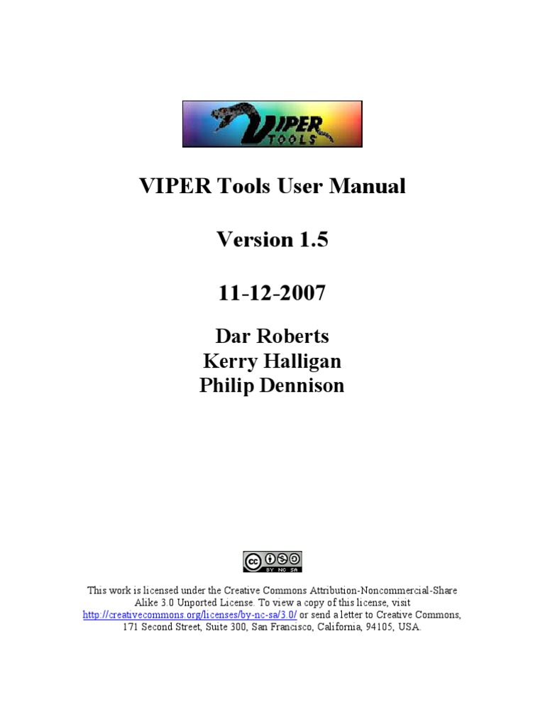 VIPER Tools User Manual v1.5 | Comma Separated Values | Metadata