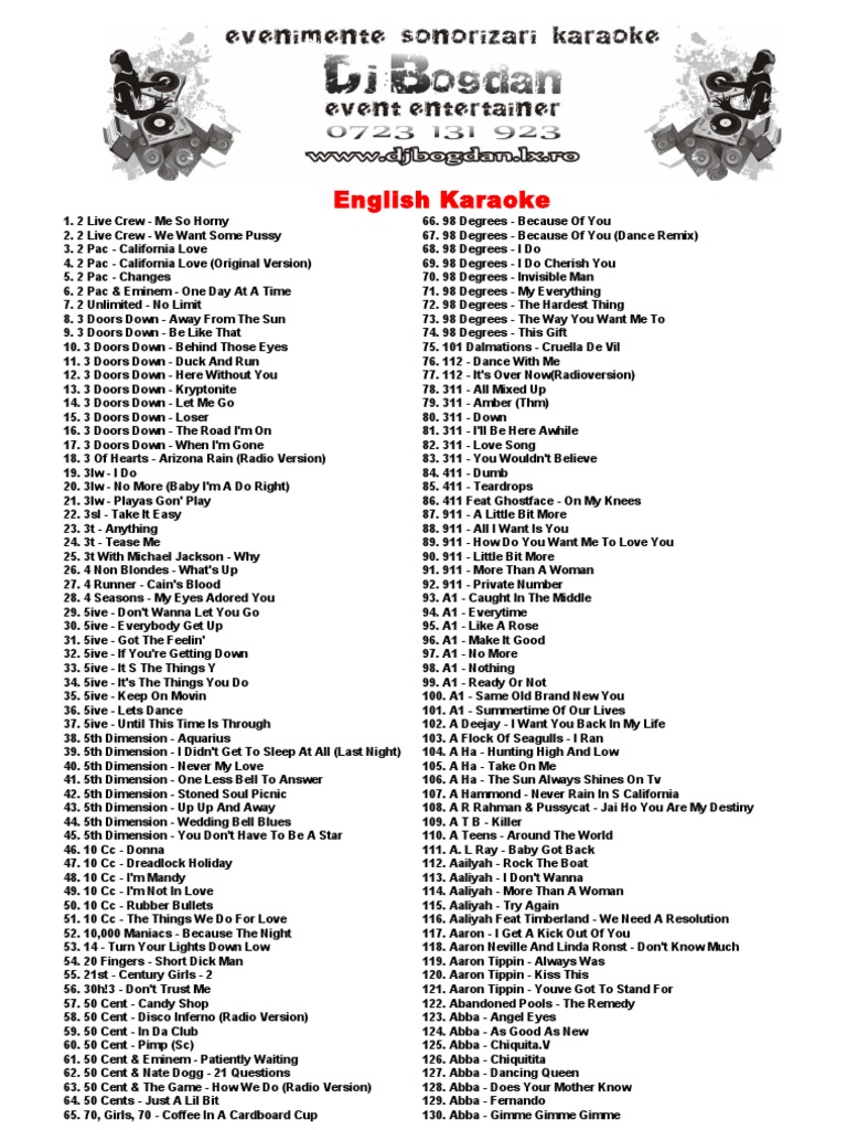 Catalog English Karaoke
