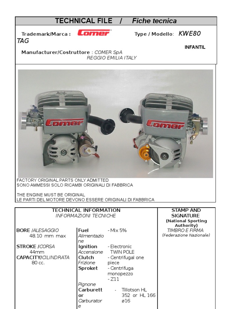 COMER KWE80 KART ENGINE 2 STROKES