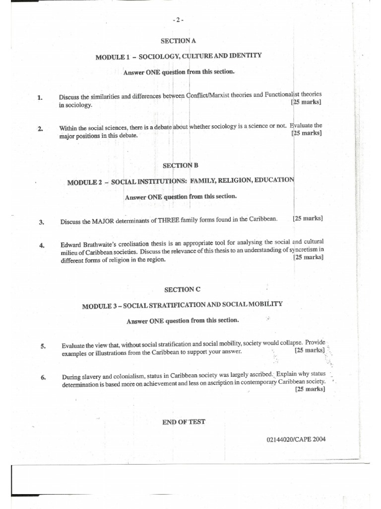 (Cape) Essay Writing in Sociology (Participants) | PDF