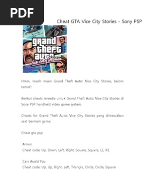 GTA Vice City Stories cheat codes in 2023