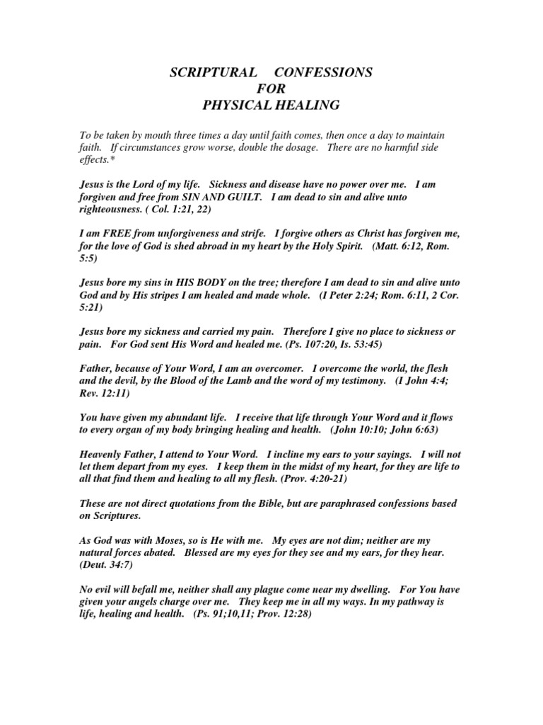 Scriptural Confessions for Healing | PDF | Confession (Religion) | Sin