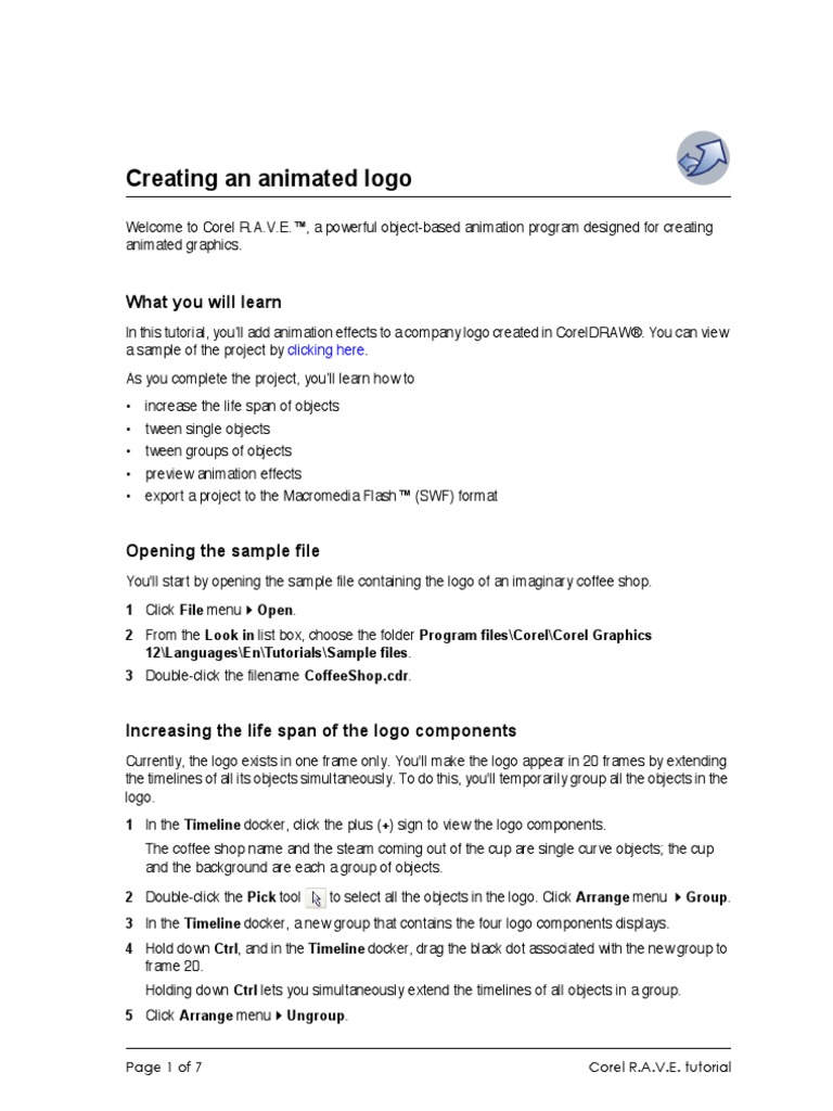 Corel Rave 12 Tutorial 2 | PDF | Computers
