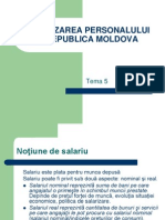 Salarizarea Personalului În Republica Moldova