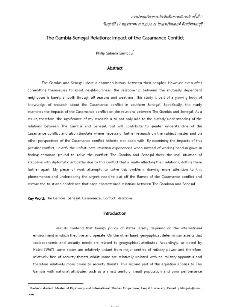The Gambia Senegal Relations Impact Of The Casamance Conflict Senegal The Gambia