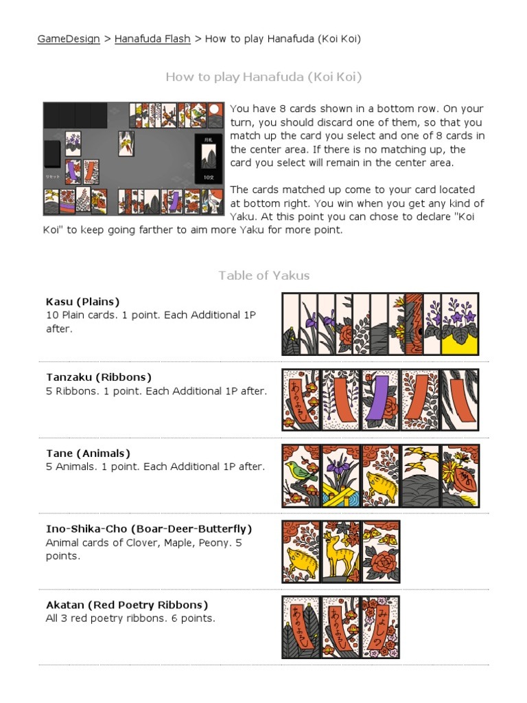 How To Play Hanafuda (Koi Koi) PDF | PDF | Playing Cards | Gambling