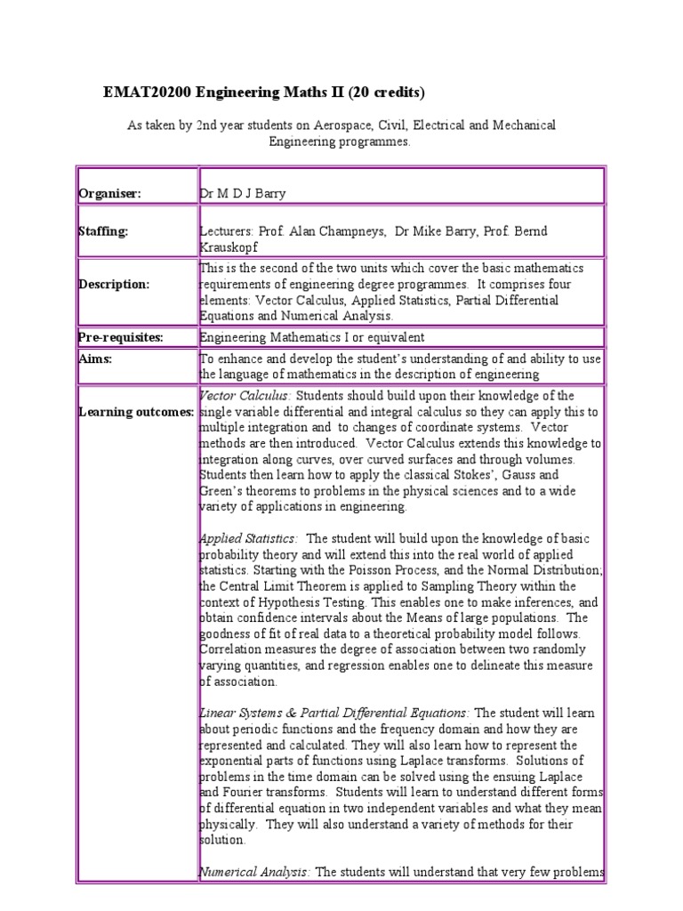 Engineering Maths 2 | PDF | Integral | Numerical Analysis