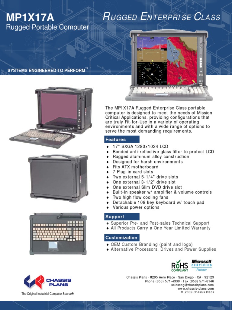Portable Computer W/ 17-Inch LCD - Chassis Plans MP1X17A Datasheet | PDF