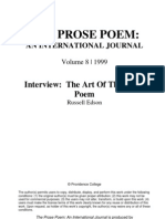 Edson, Russell (1999) Interview. The Art of The Prose Poem, The Prose Poem. An International Journal, Vol. 8, Article 63.