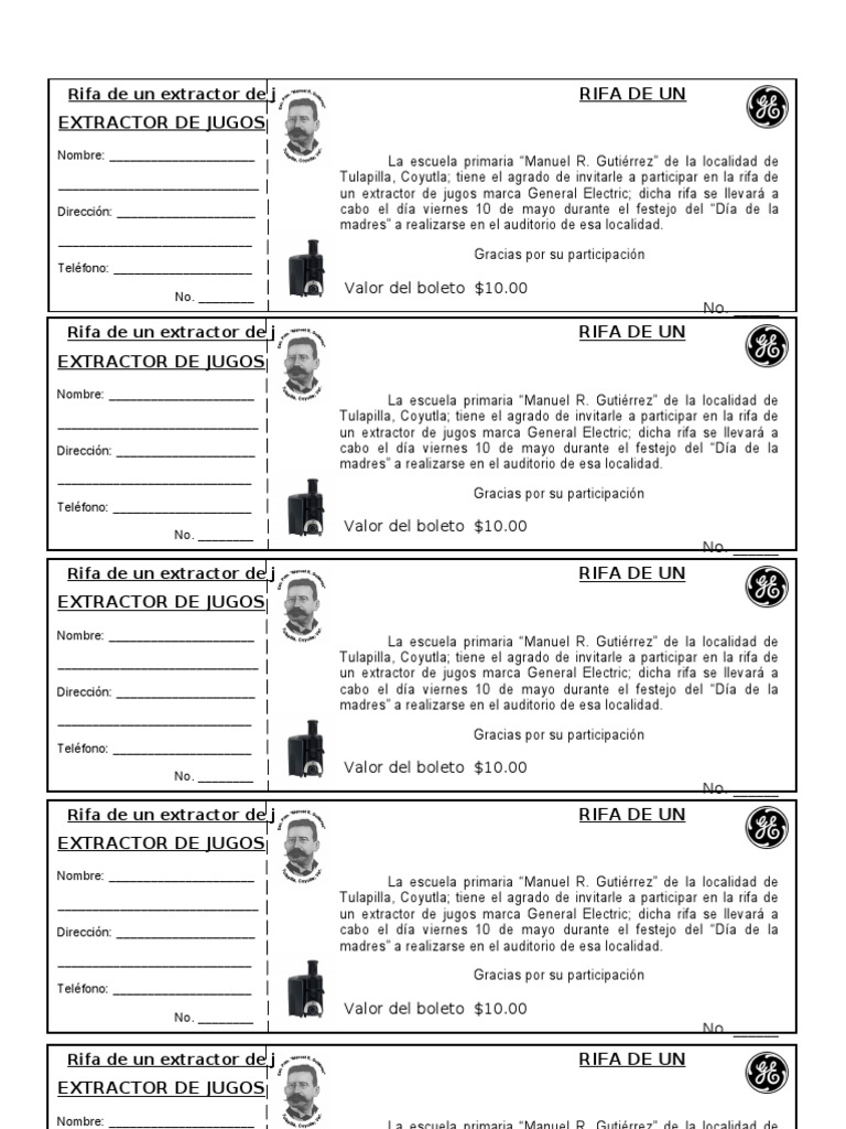 Boletos rifa