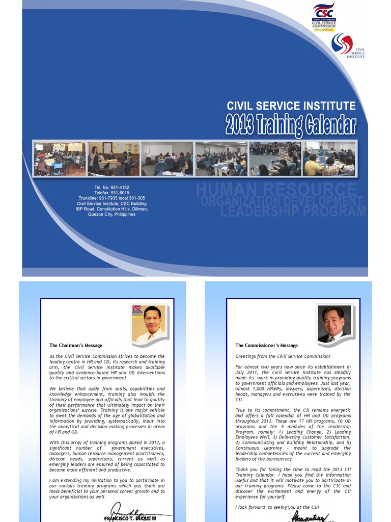 2013 CSI Training Calendar PDF Human Resource Management