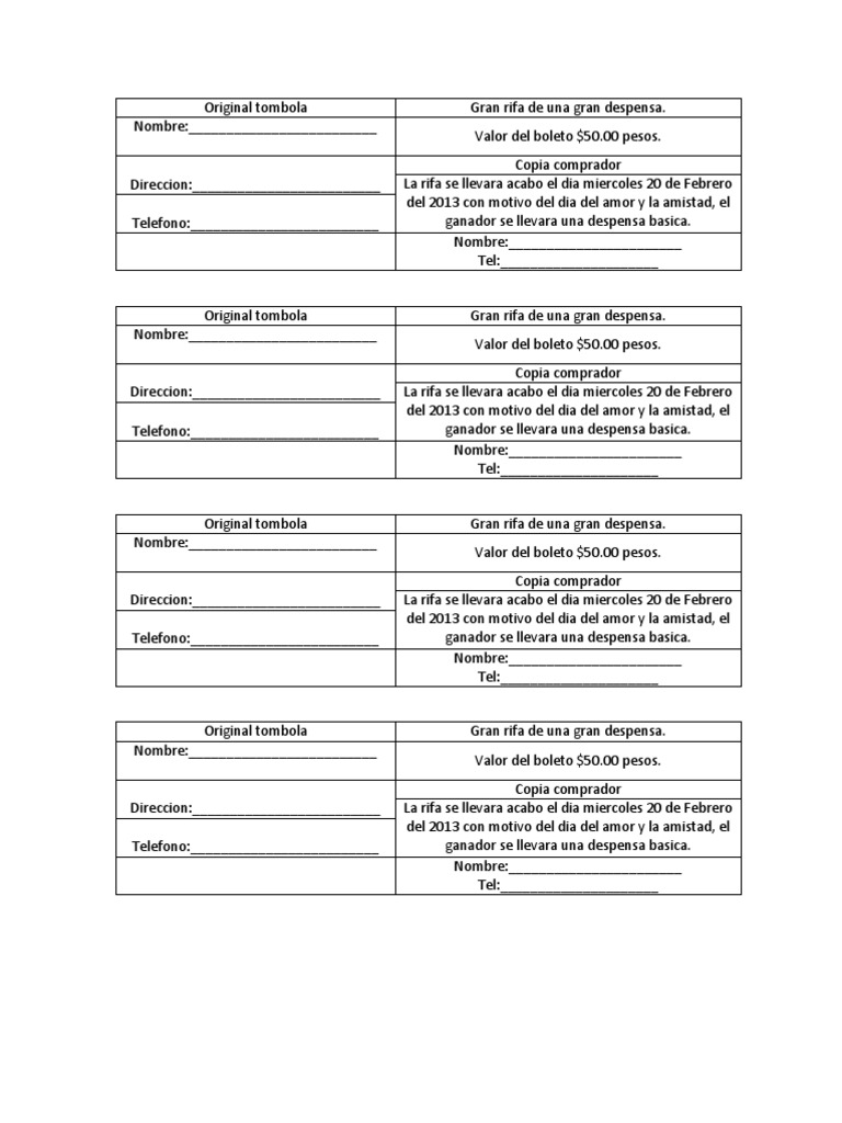 Boletos Rifa | PDF