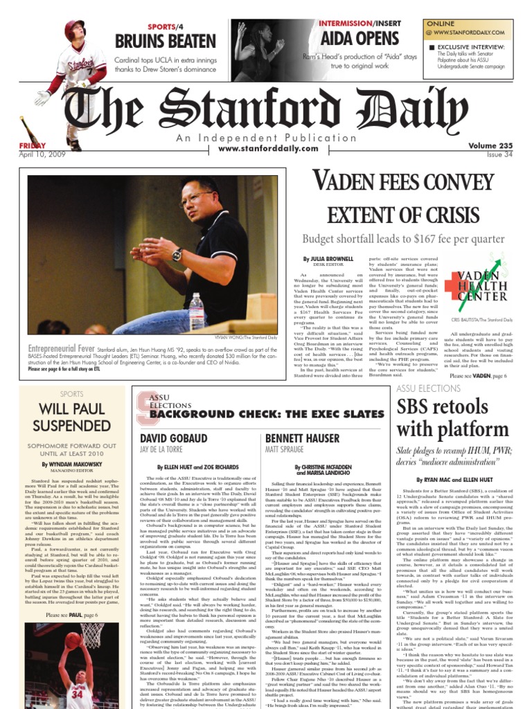 The Stanford Daily.10.09 Stanford University Newspapers