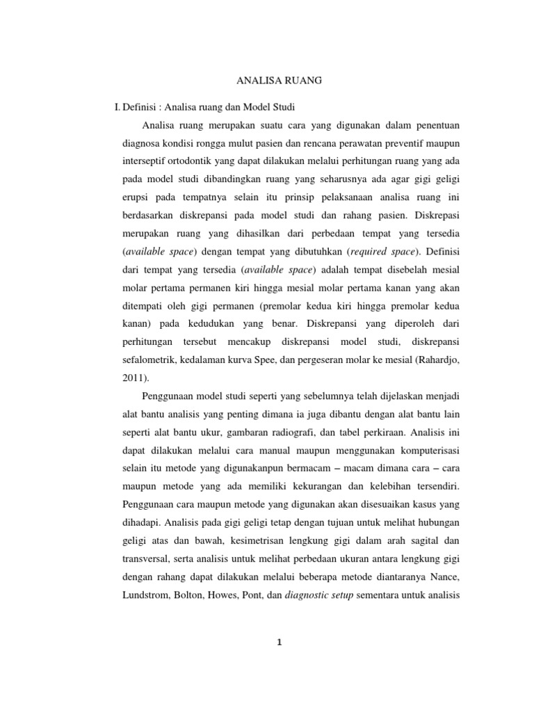 Analisa Ruang dalam Ortodontik | PDF