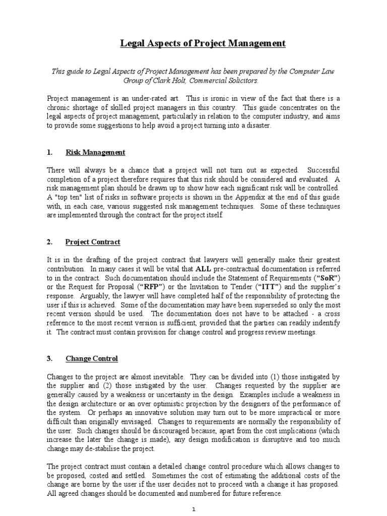 Legal Guide to Project Management | PDF | Project Management | Risk ...