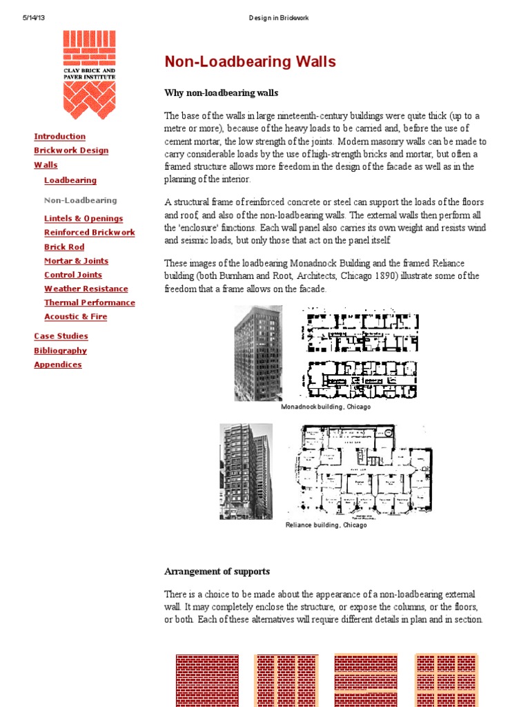 Design in Brickwork Non Load Bearing | PDF | Wall | Framing (Construction)