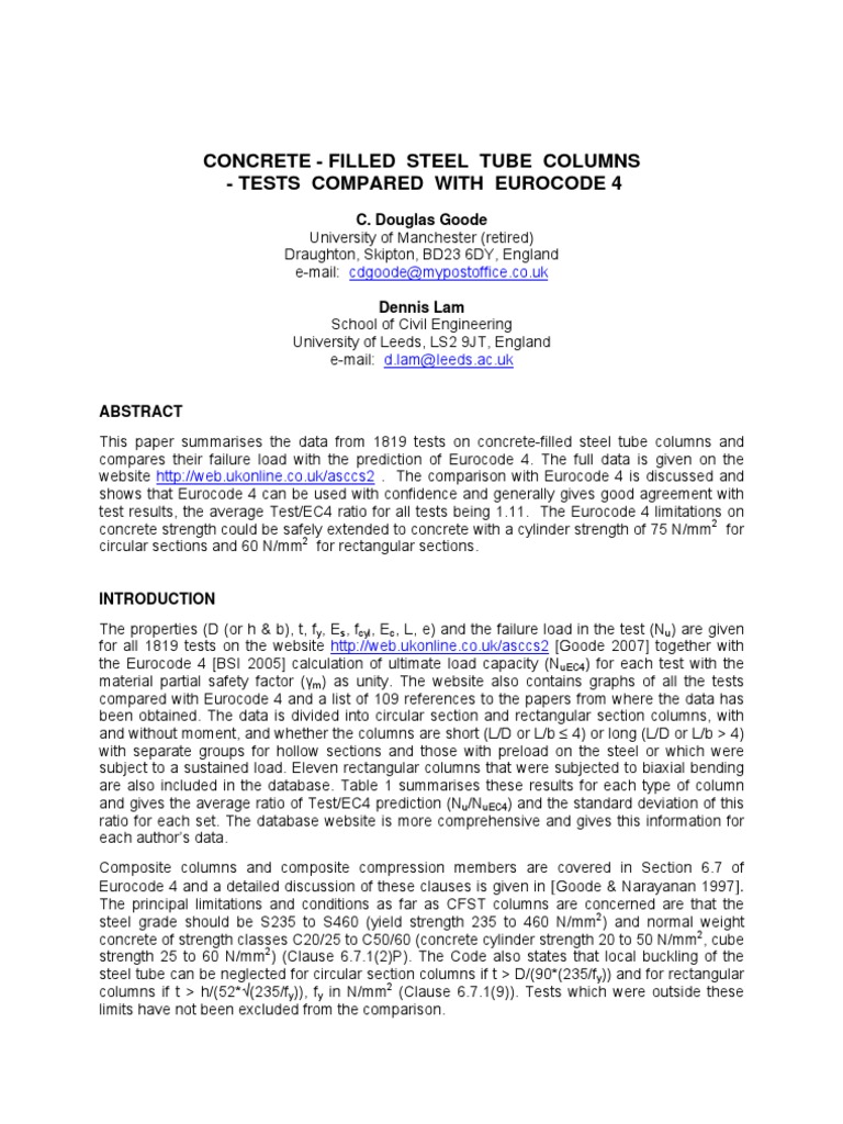 Concrete-Filled Steel Tube Column Tests | PDF | Buckling | Column