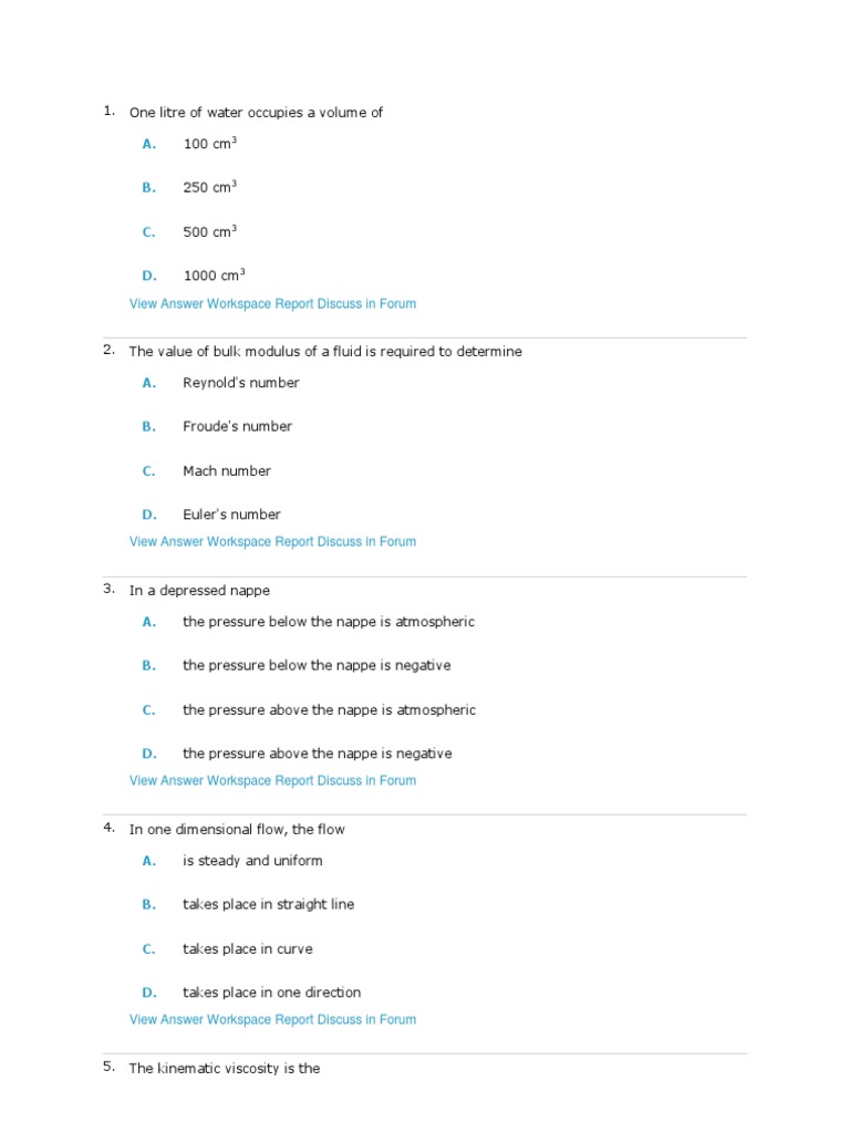 fluid mechanics objective type questions.docx Buoyancy Pressure