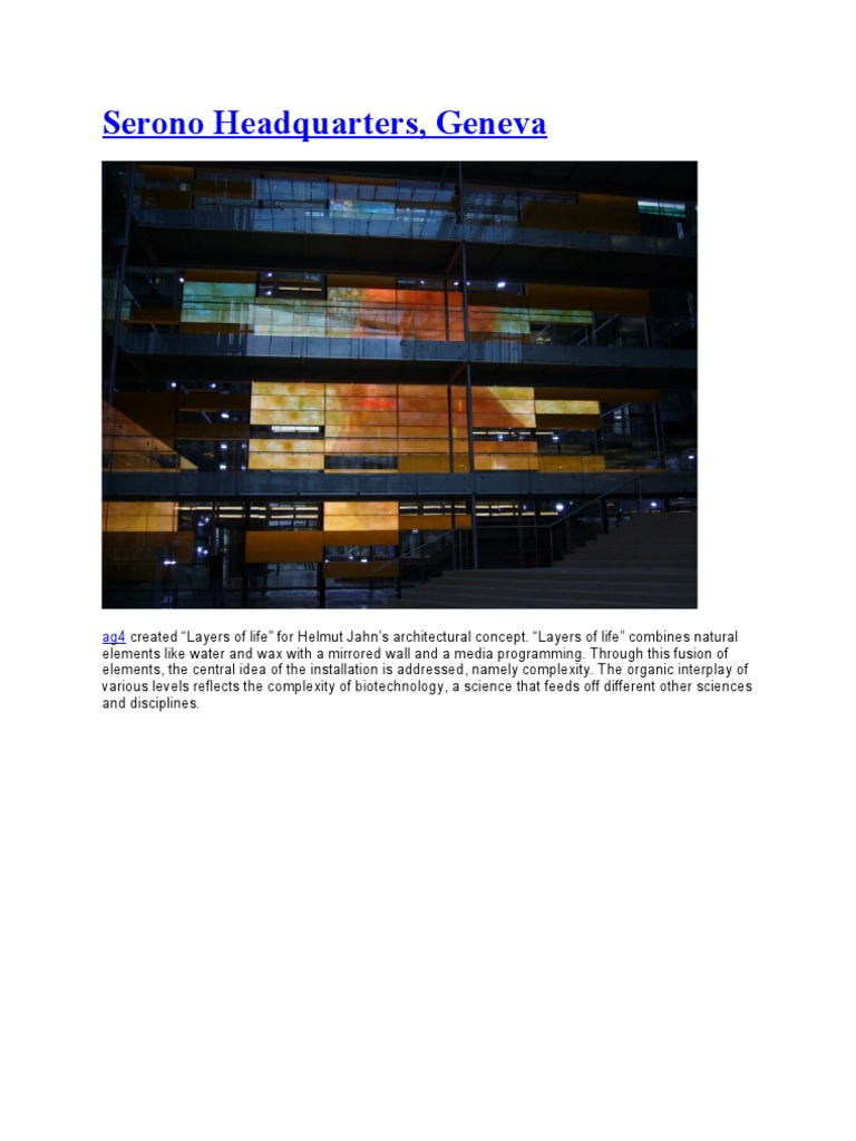 Serono Headquarters Art Installation Overview | PDF