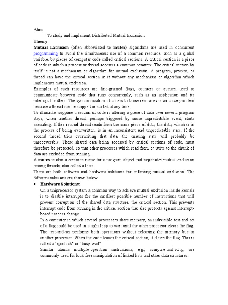 3.distributed Mutual Exclusion | PDF | Thread (Computing) | Software ...