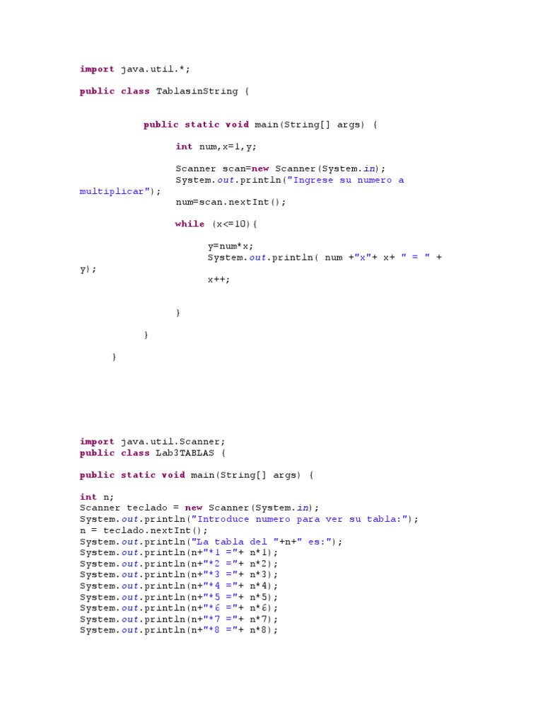 Java Multiplication and Calculation Programs | PDF