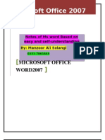 Microsoft Word Notes
 By