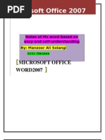 Microsoft Word Notes
 By