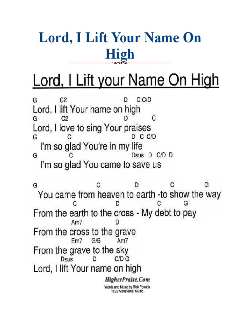 Hymn Lord I Lift Your Name On High Sheet Music (Chords) PDF