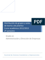 Distribucion grupos por aulas teoria y practica GADE -2012-2013- 2o SEMESTRE.pdf