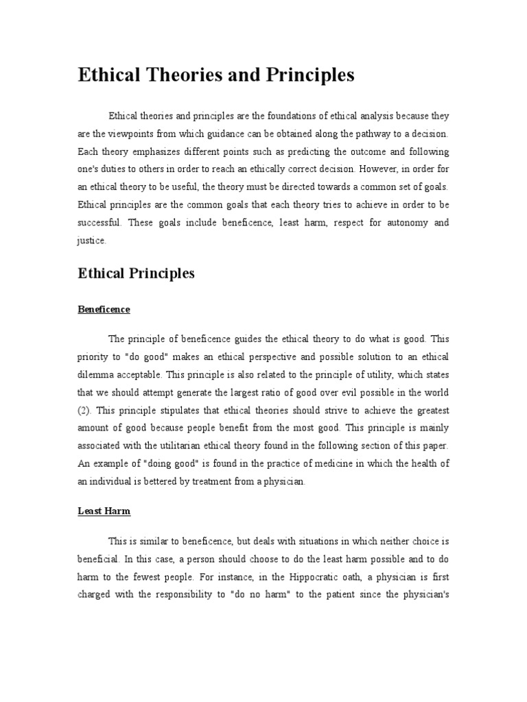 Ethical Theories and Principles | PDF