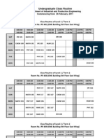 Undergraduate Class Routine: Department of Industrial and Production Engineering Commencing From 26 February, 2011