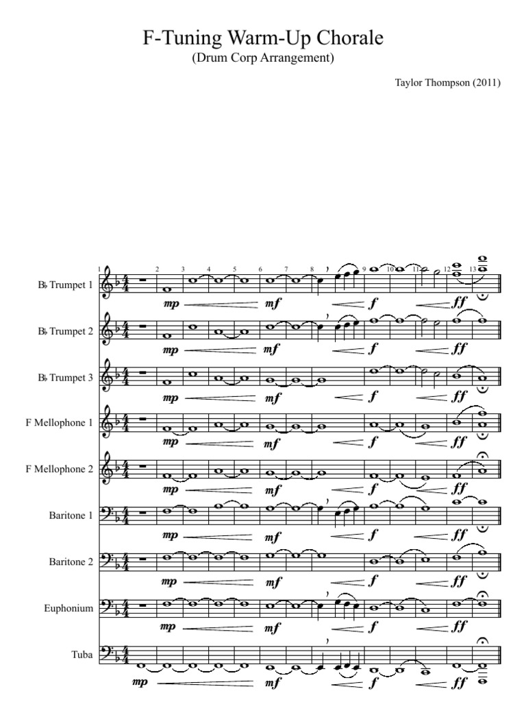 FTuning WarmUp Drum Corp Arrangement by Taylor Thompson 2011 PDF