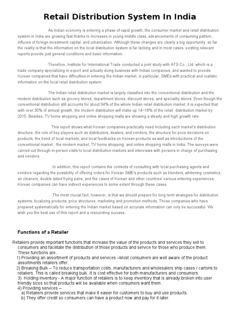 Retail Distribution Trends in India | PDF | Retail | Supermarket