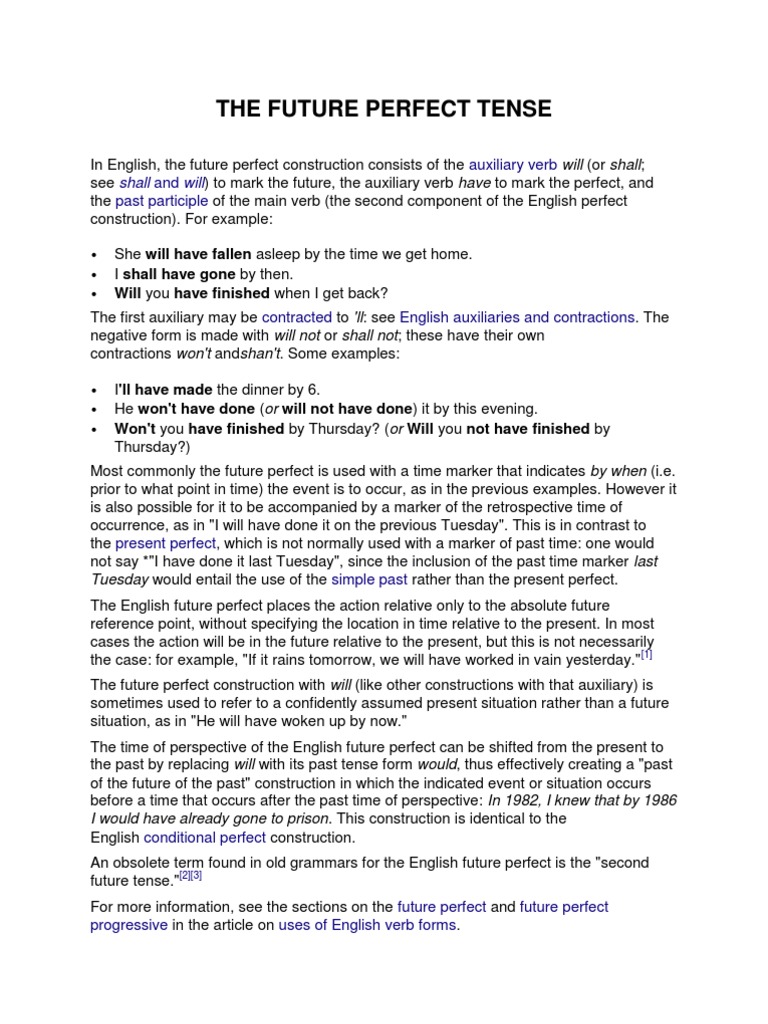 The Future Perfect Tense | PDF | Perfect (Grammar) | Verb